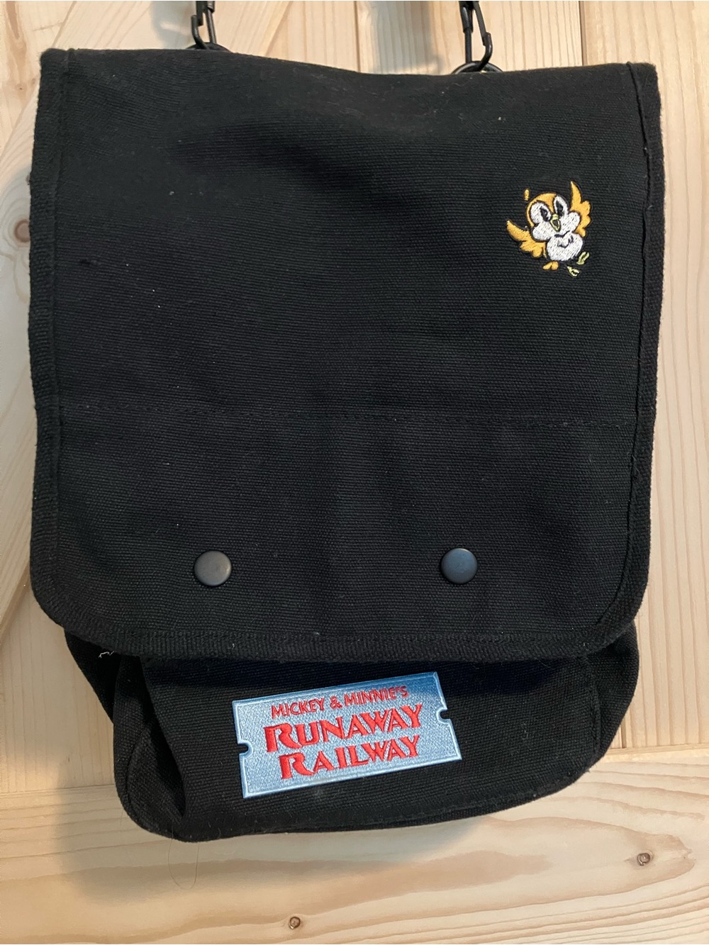 Limited Edition Mickey & Minnie's Runaway Railway Black Canvas Crossbody Bag